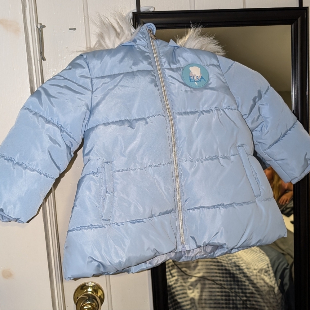 Disney "Elsa" Puffer Jacket with Faux Fur Trim